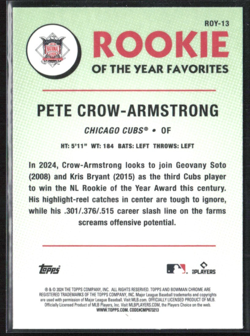 Pete Crow-Armstrong 2024 Bowman Rookie of the Year Favorites RC #ROY-13