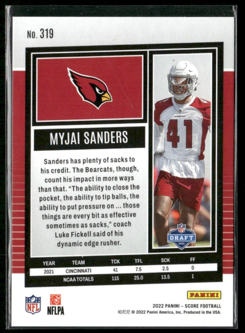 Myjai Sanders 2022 Score Lava RC /599 #319 Arizona Cardinals