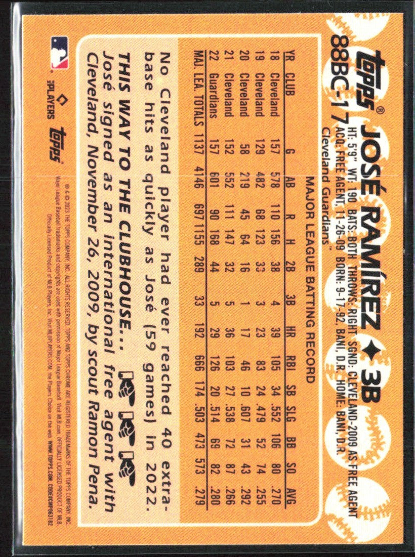Jose Ramirez 2023 Topps Chrome 1988 Design #88BC-17 Cleveland Guardians