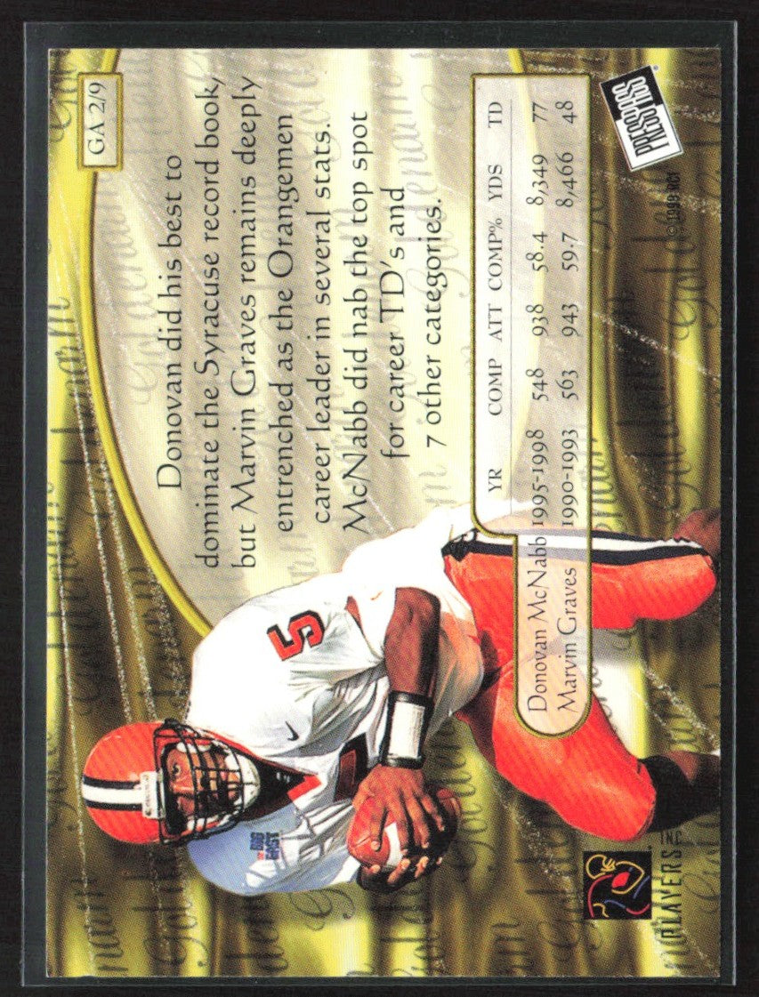 Donovan McNabb 1999 Press Pass Golden Arm RC #GA2 Philadelphia Eagles