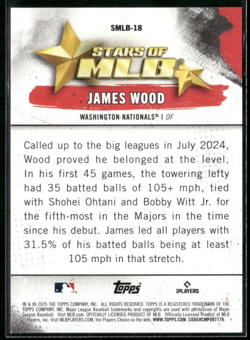 James Wood 2025 Topps Stars of MLB RC #SMLB-18 Washington Nationals
