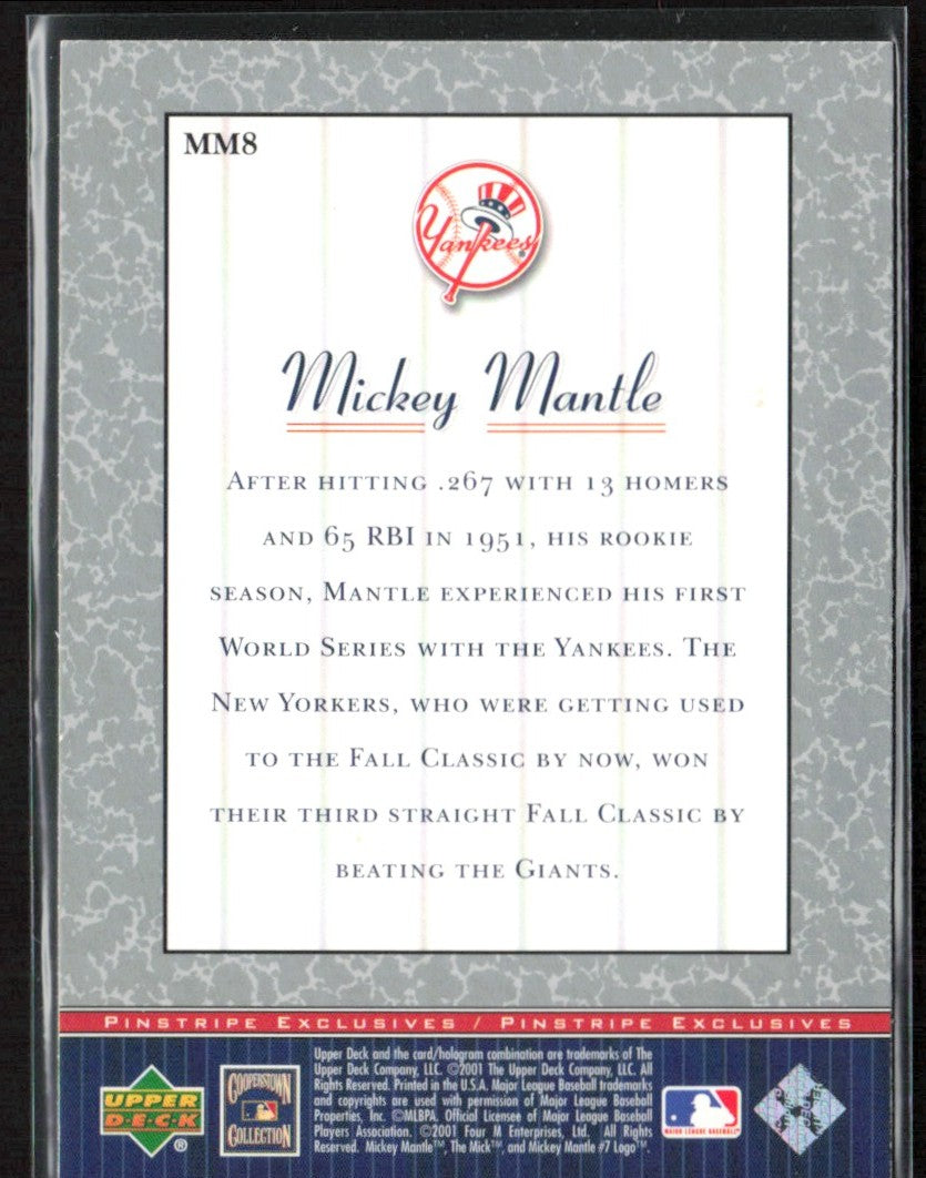 Mickey Mantle 2001 Upper Deck Pinstripe Exclusives #MM8 New York Yankees