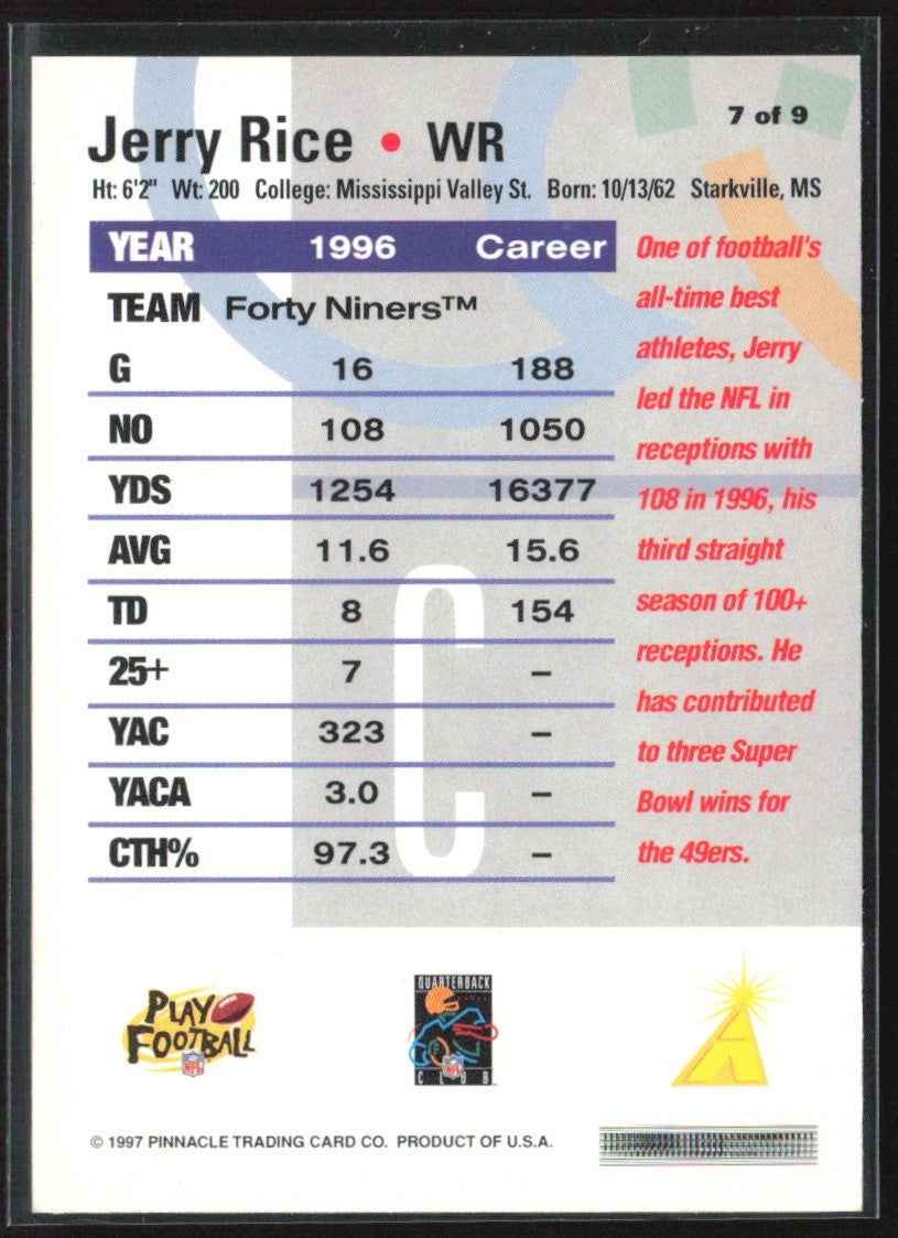 Jerry Rice 1997 Pinnacle Rembrandt #7 San Francisco 49ers
