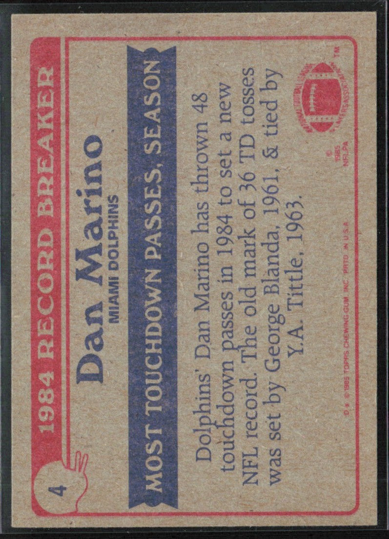 Dan Marino 1985 Topps #4 Miami Dolphins
