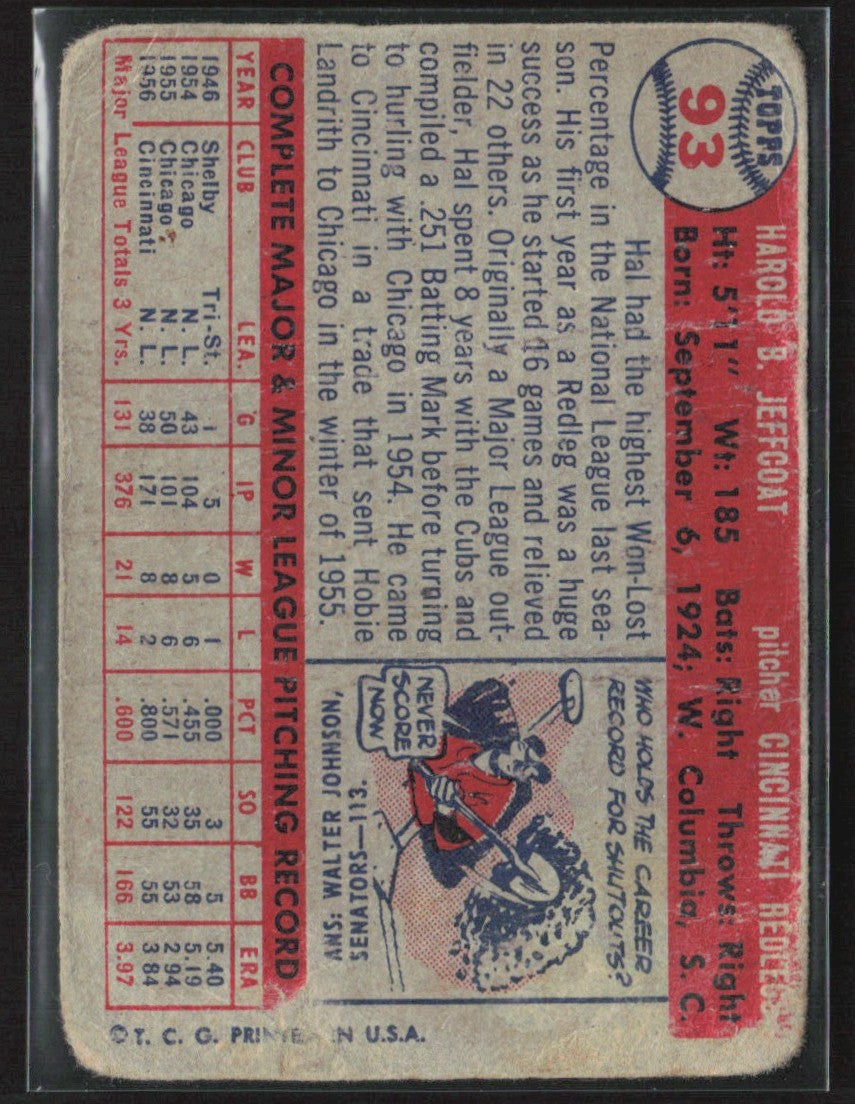 Hal Jeffcoat 1957 Topps #93 Cincinnati Reds