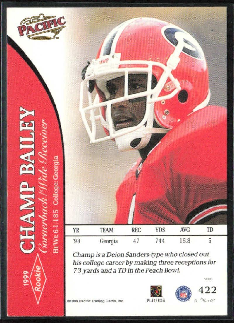 Champ Bailey 1999 Pacific RC #422 Georgia Bulldogs