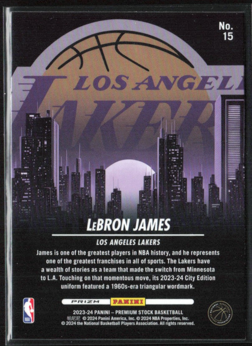 LeBron James 2023 Panini NBA Hoops Premium Stock City Edition Prizm #15