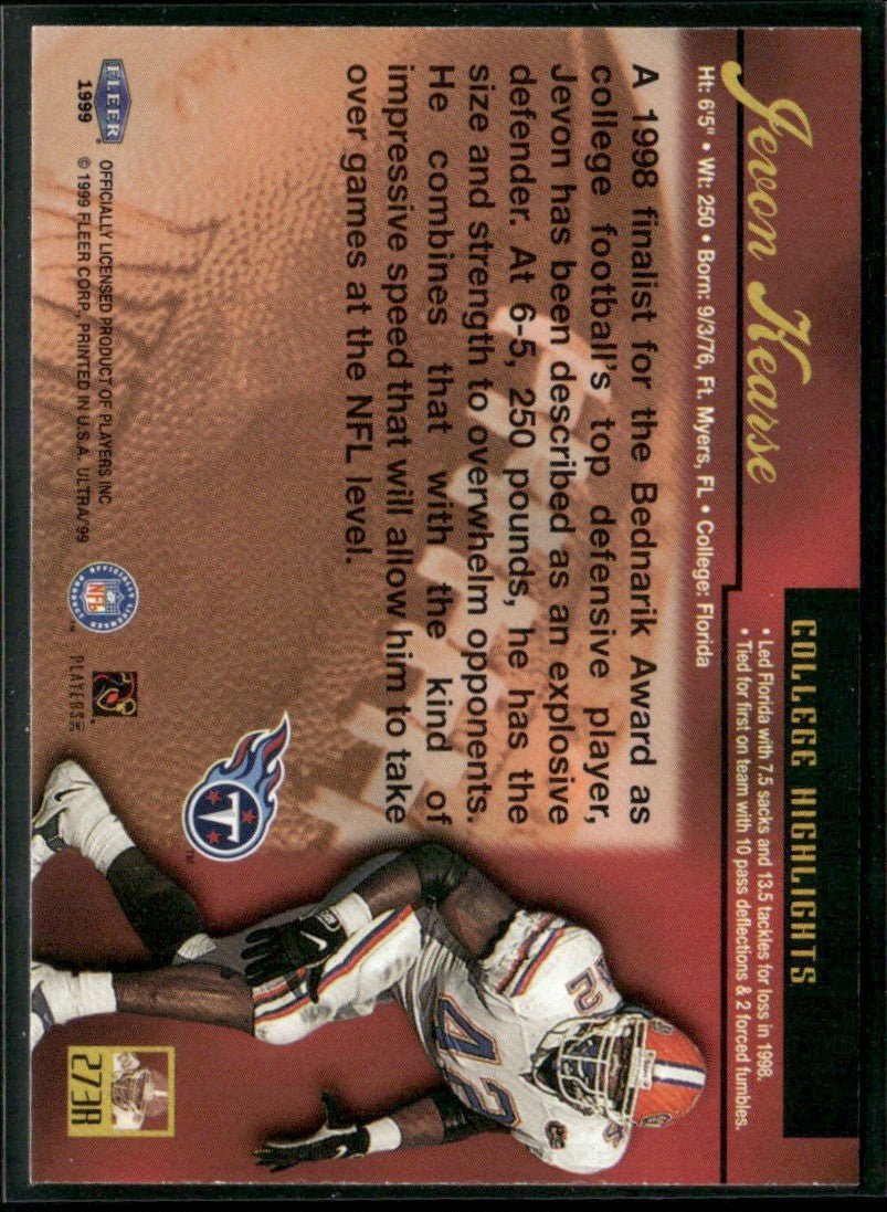 Jevon Kearse 1999 Fleer Ultra RC #273R Tennessee Titans