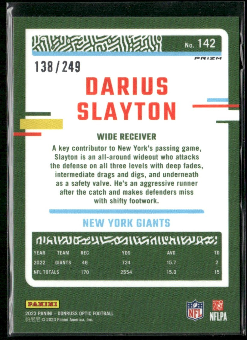 Darius Slayton 2023 Donruss Optic Orange /249 #142 New York Giants