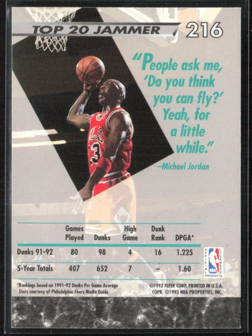 Michael Jordan 1992 Fleer Ultra Jam Session #216 Chicago Bulls