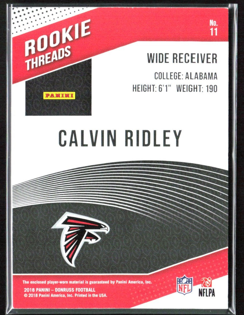Calvin Ridley 2018 Donruss Rookie Threads RC Jersey #11 Atlanta Falcons
