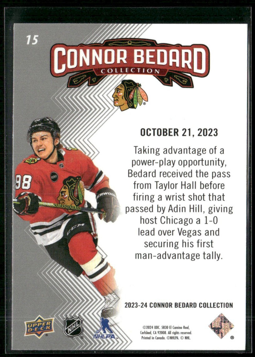 Connor Bedard 2023 Upper Deck Collection Highlights #15 Chicago Blackhawks