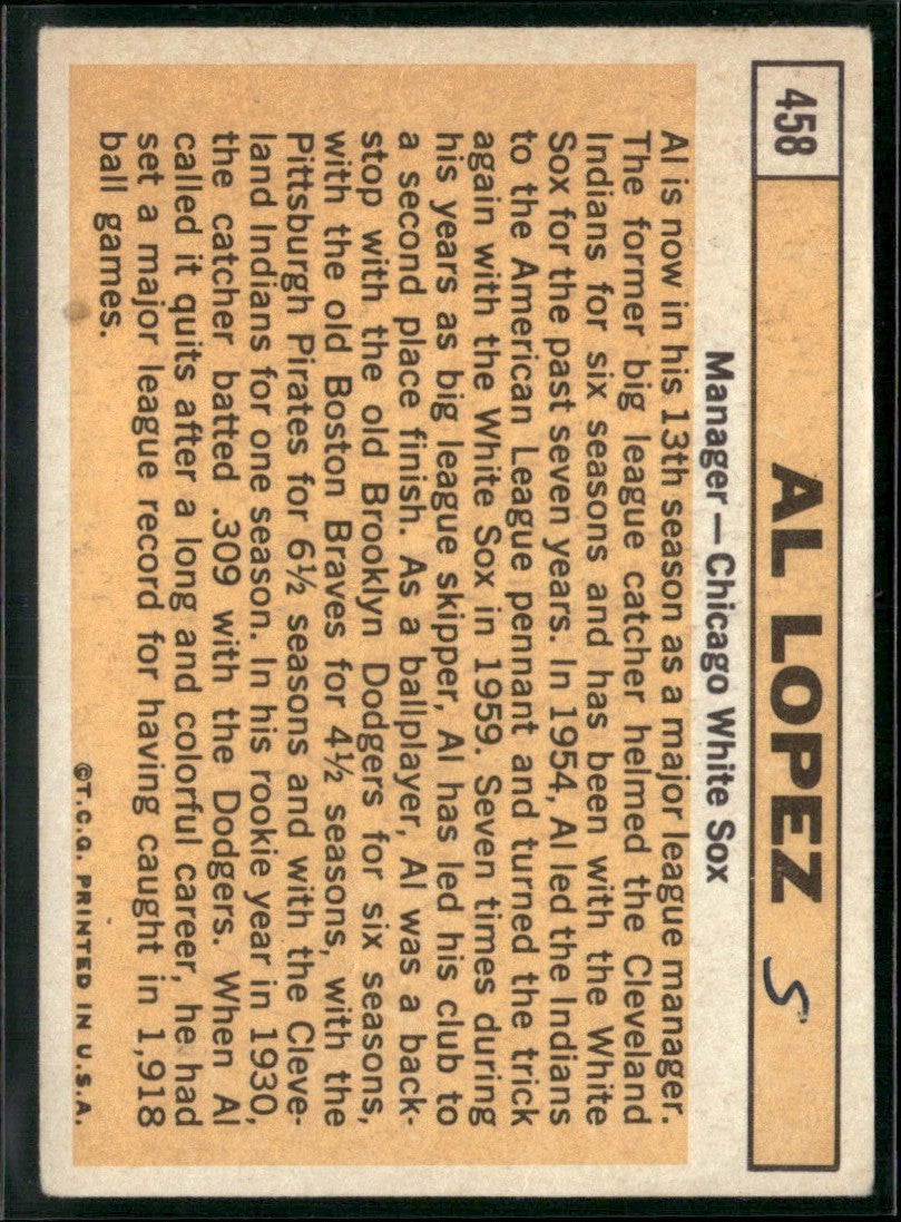 Al Lopez 1963 Topps #458 Chicago White Sox