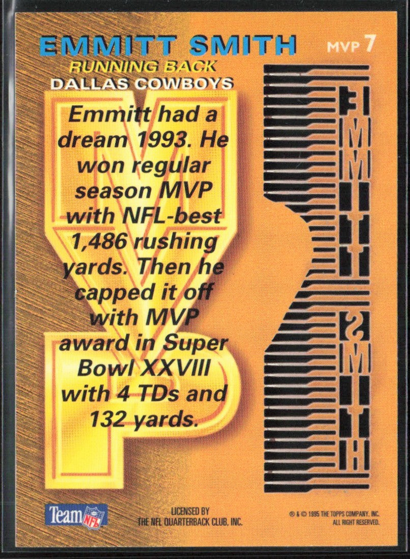 Emmitt Smith 1995 Topps Stadium Club #MVP7 Dallas Cowboys