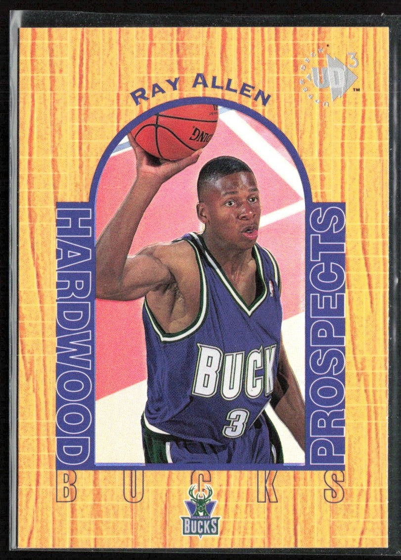 Ray Allen 1997 UD3 Hardwood Prospects RC #5 Milwaukee Bucks