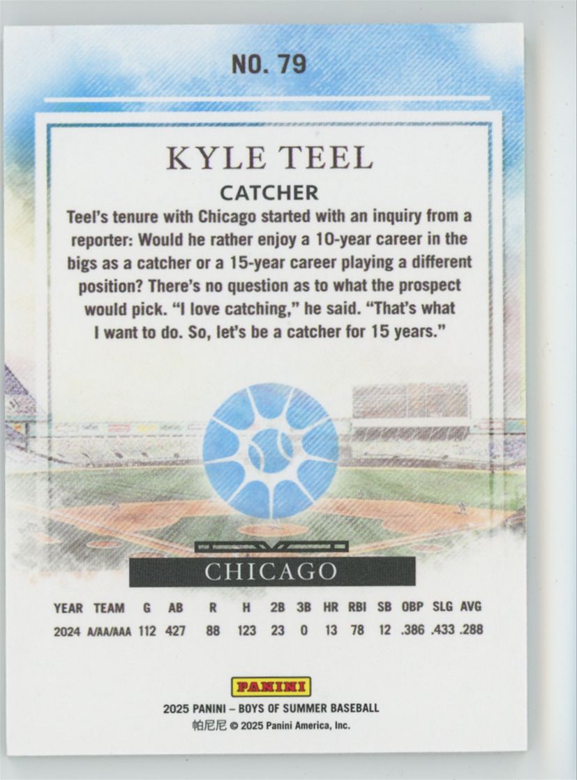 Kyle Teel 2025 Panini Boys of Summer /249 #79 Chicago White Sox