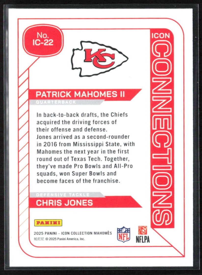 Patrick Mahomes II Chris Jones 2025 Panini Icon Collection Connections #IC-22