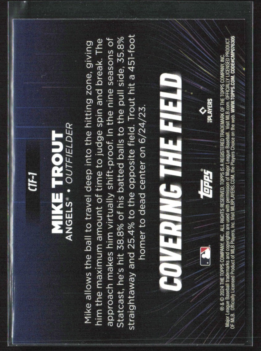 Mike Trout 2024 Topps Covering the Field #CTF-1 Los Angeles Angels