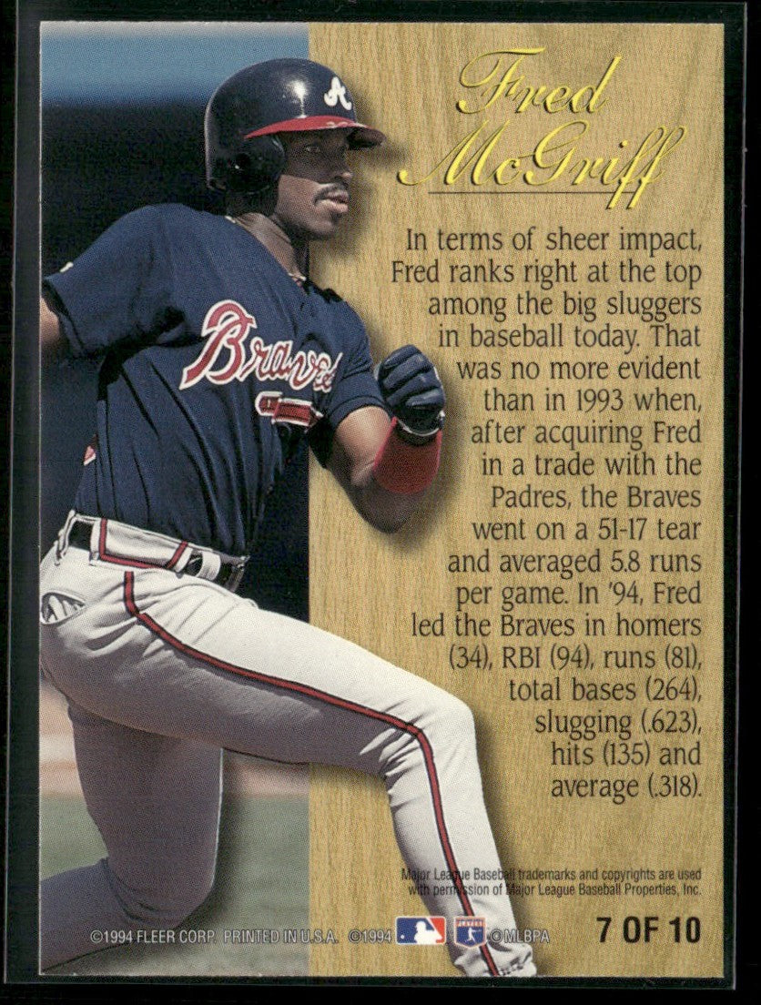 Fred McGriff 1995 Fleer Lumber Co. #7 Atlanta Braves