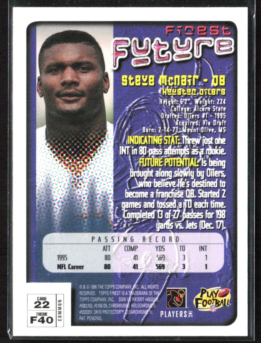 Steve McNair 1996 Topps Finest RC #22 Tennessee Oilers
