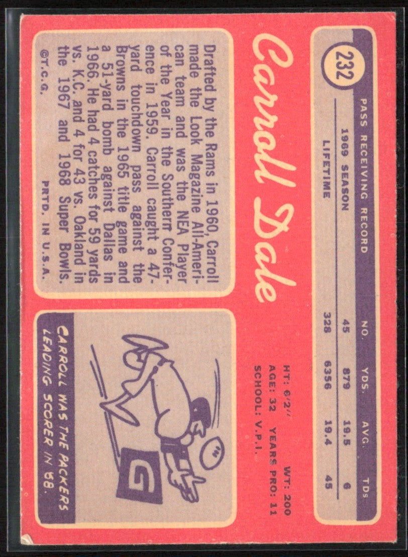 Carroll Dale 1970 Topps #232 Green Bay Packers