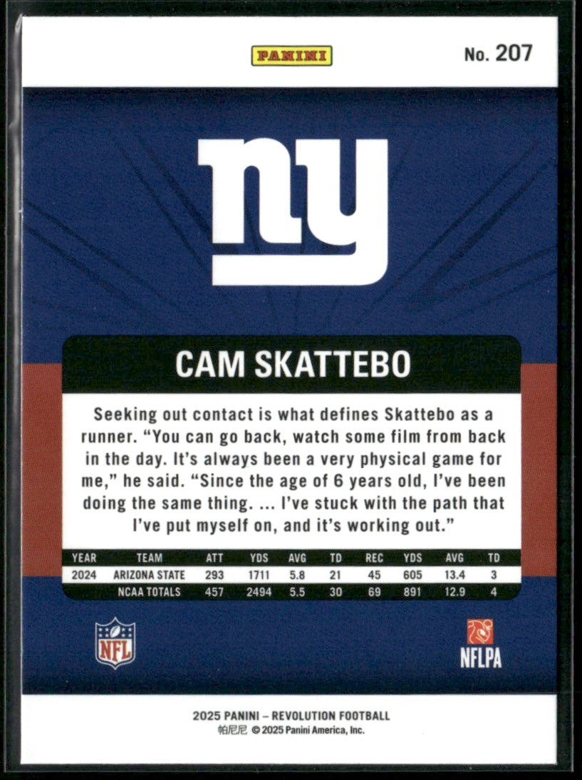 Cam Skattebo 2025 Panini Revolution RC #207 New York Giants