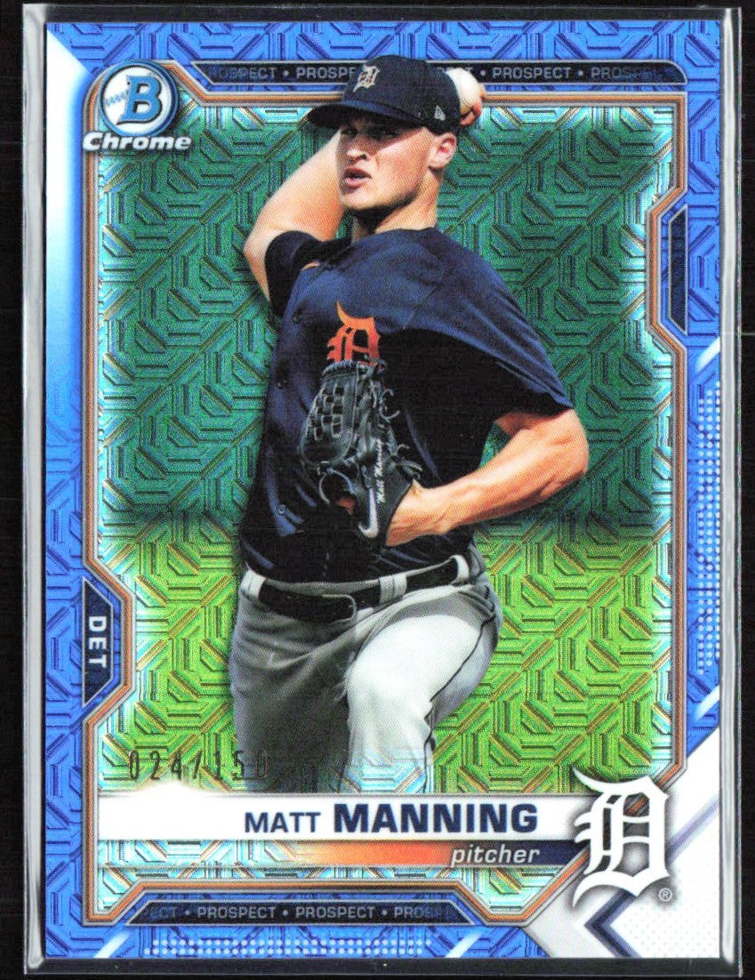 Matt Manning 2021 Bowman Chrome Blue Mojo Refractor /150 #BCP-205 Detroit Tigers