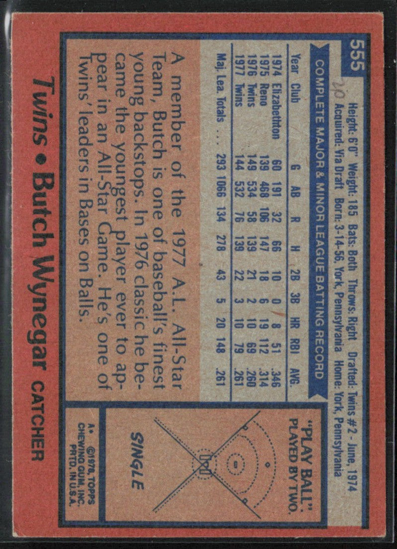 Butch Wynegar 1978 Topps #555 Minnesota Twins