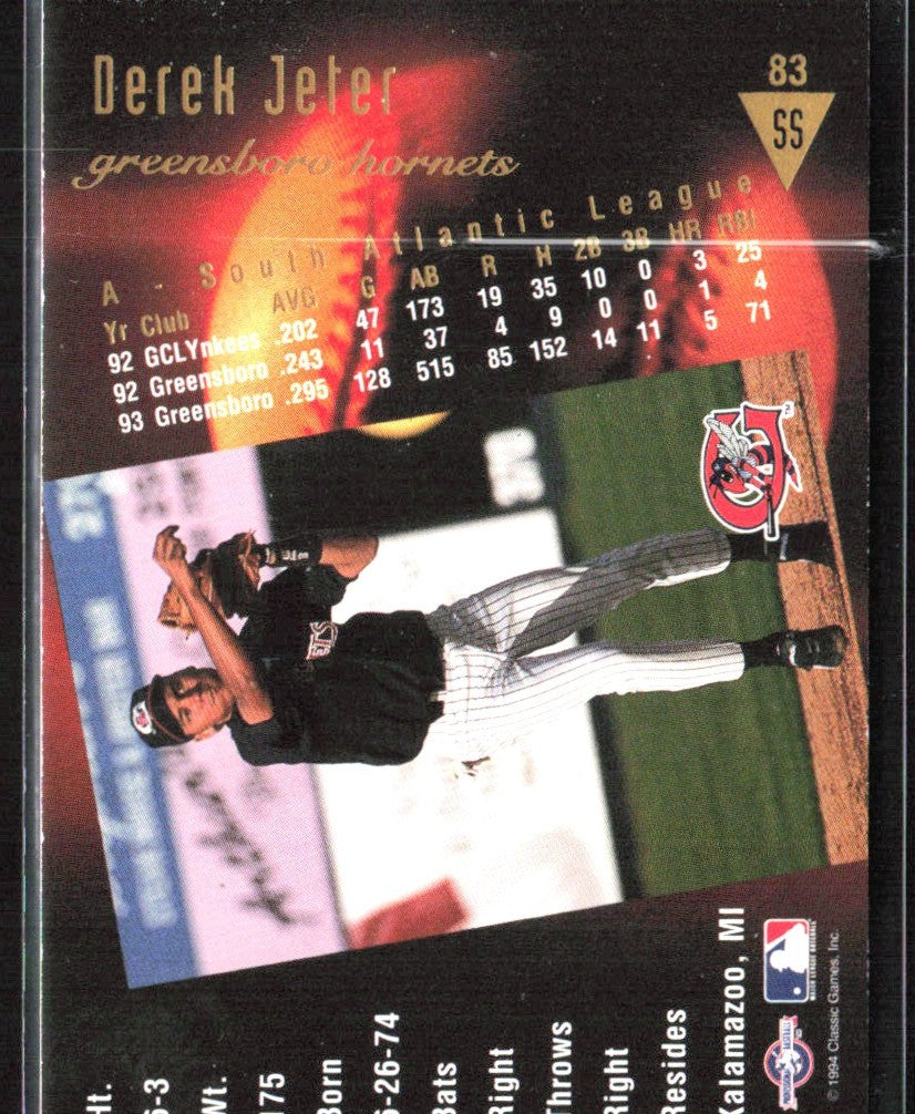 Derek Jeter 1994 Classic Best Gold #83 Greensboro Hornets
