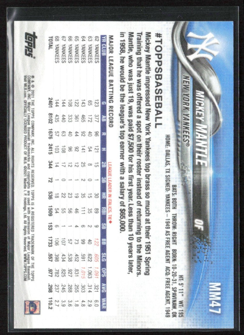 Mickey Mantle 2021 Topps X Collection #MM47 New York Yankees