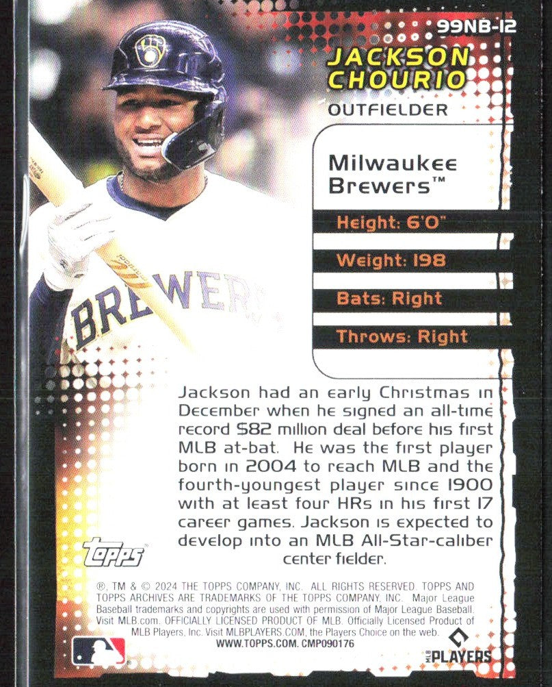 Jackson Chourio 2024 Topps Archives 1999 New Breed RC #99NB-12 Milwaukee Brewers