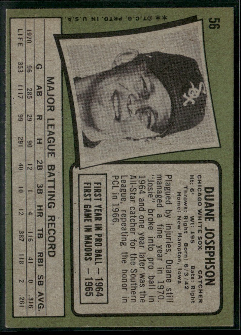 Duane Josephson 1971 Topps #56 Chicago White Sox