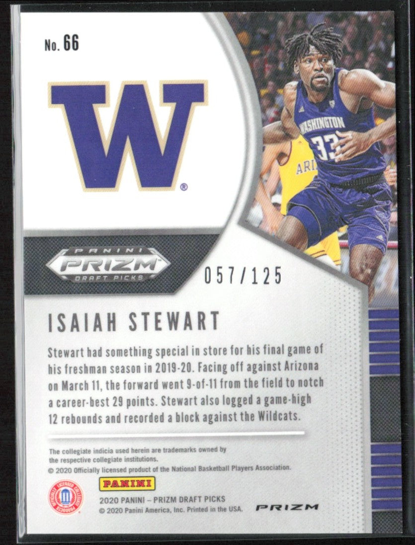 Isaiah Stewart 2020 Panini Prizm Draft Picks Fast Break Red RC /125 #66