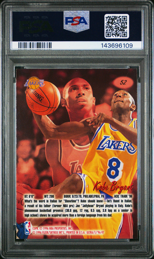 Kobe Bryant 1996 Fleer Ultra RC psa 7 #52 Los Angeles Lakers