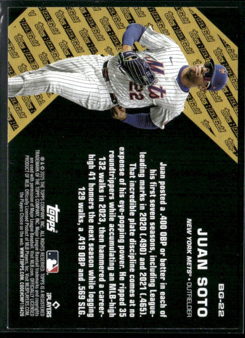 Juan Soto 2025 Topps Update Black Gold #BG-22 New York Mets