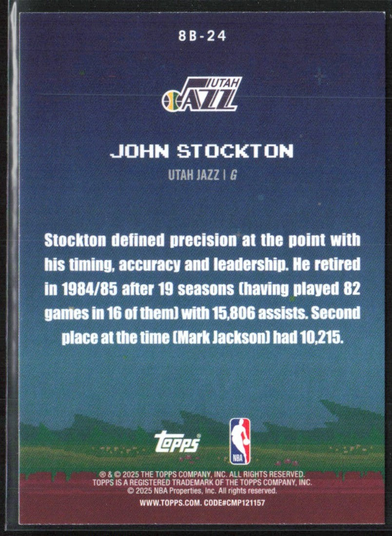 John Stockton 2025 Topps 8-Bit Ballers #8B-24 Utah Jazz
