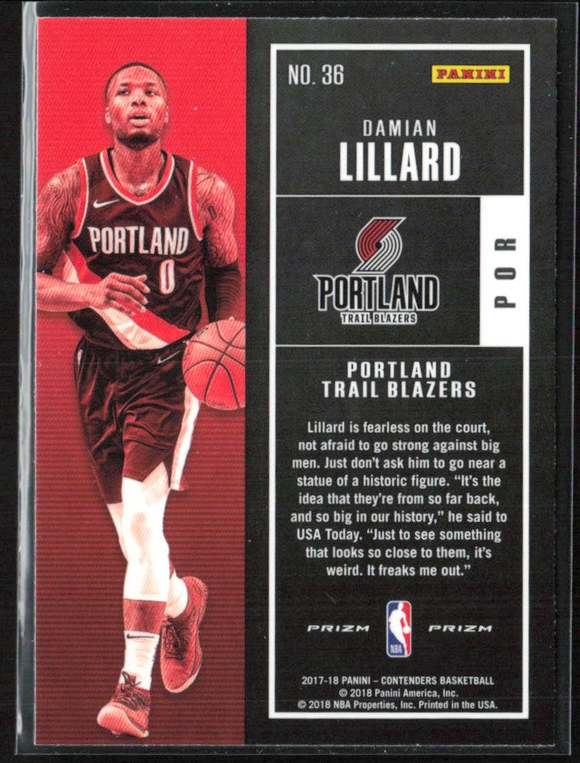 Damian Lillard 2017 Panini Contenders Season Ticket #36 Portland Trail Blazers