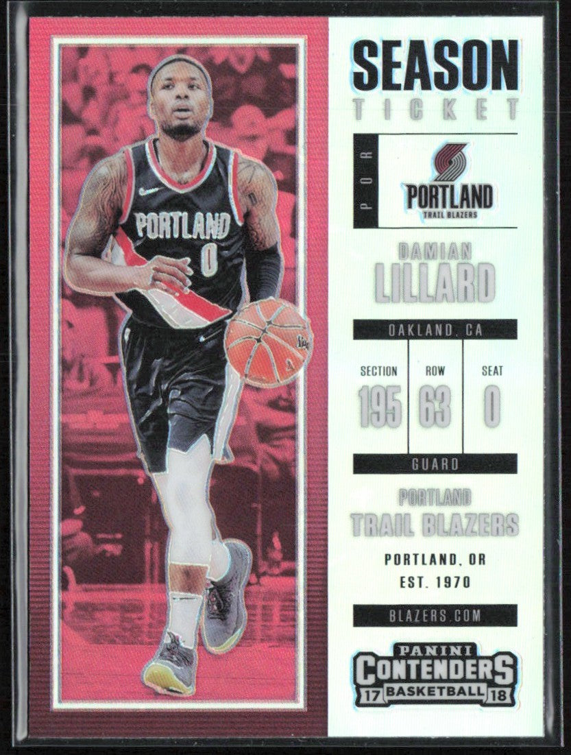 Damian Lillard 2017 Panini Contenders Season Ticket #36 Portland Trail Blazers