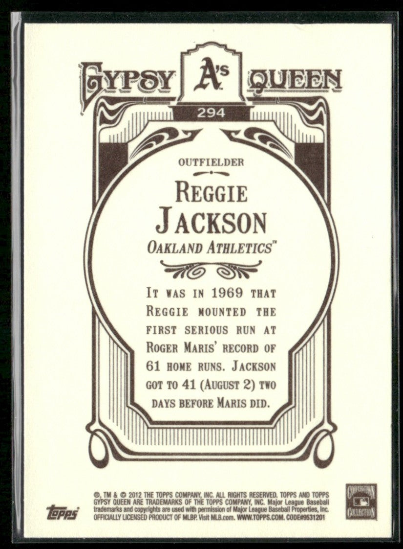 Reggie Jackson 2012 Topps Gypsy Queen #294 Oakland Athletics
