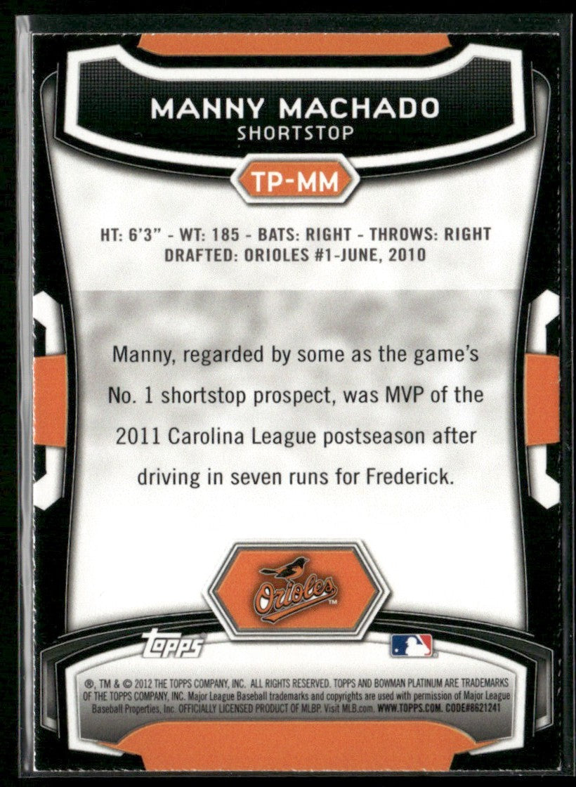 Manny Machado 2012 Bowman Platinum Top Prospects #TP-MM Baltimore Orioles