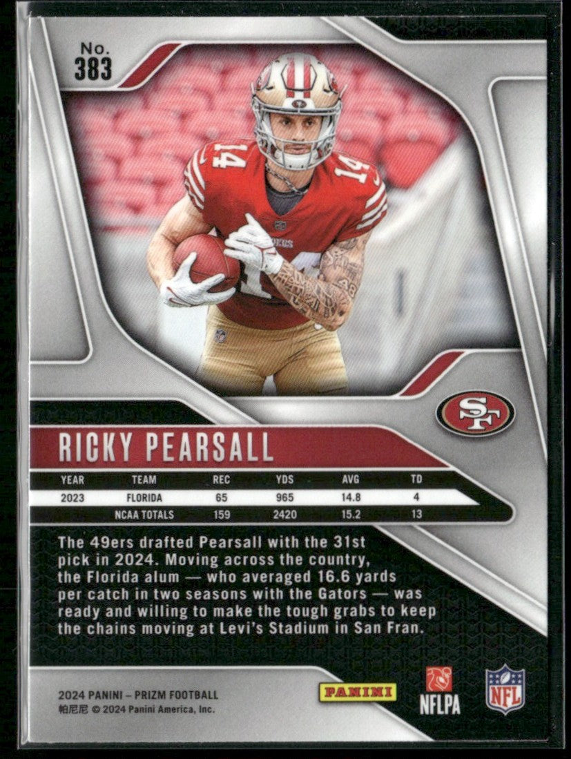 Ricky Pearsall 2024 Panini Prizm RC #383 San Francisco 49ers
