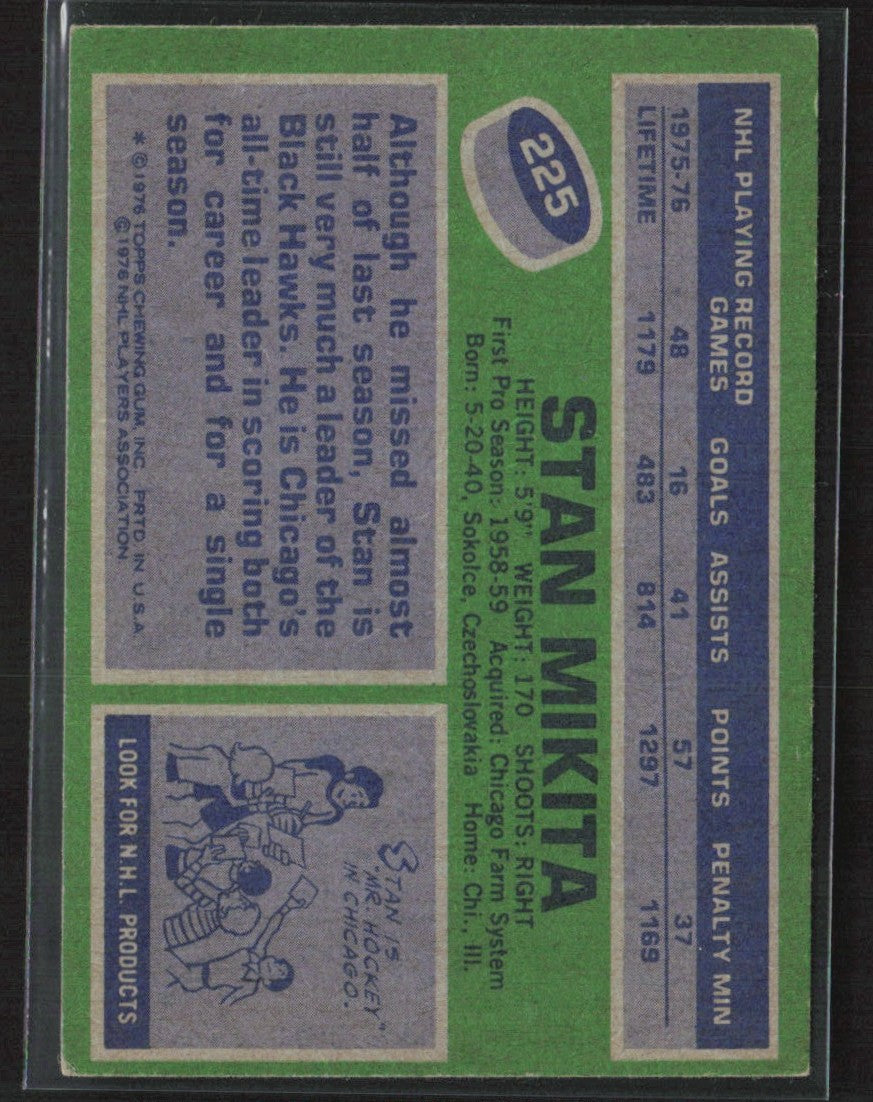 Stan Mikita 1976 Topps #225 Chicago Blackhawks