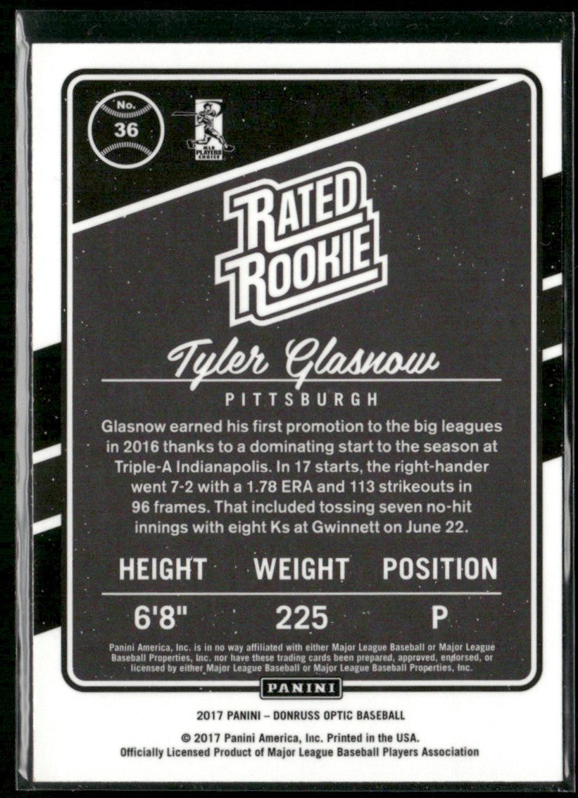 Tyler Glasnow 2017 Donruss Optic RC #36 Pittsburgh Pirates