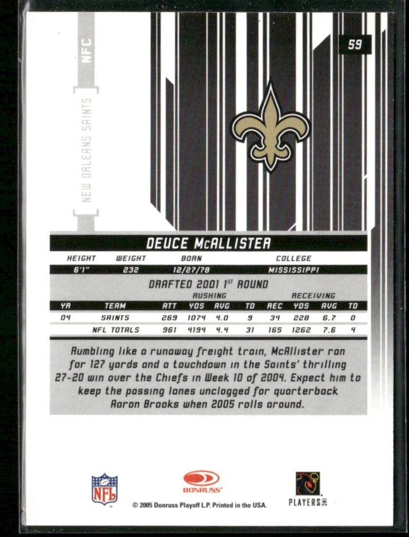 Deuce McAllister 2005 Leaf Rookies & Stars Longevity Sapphire /250 #59