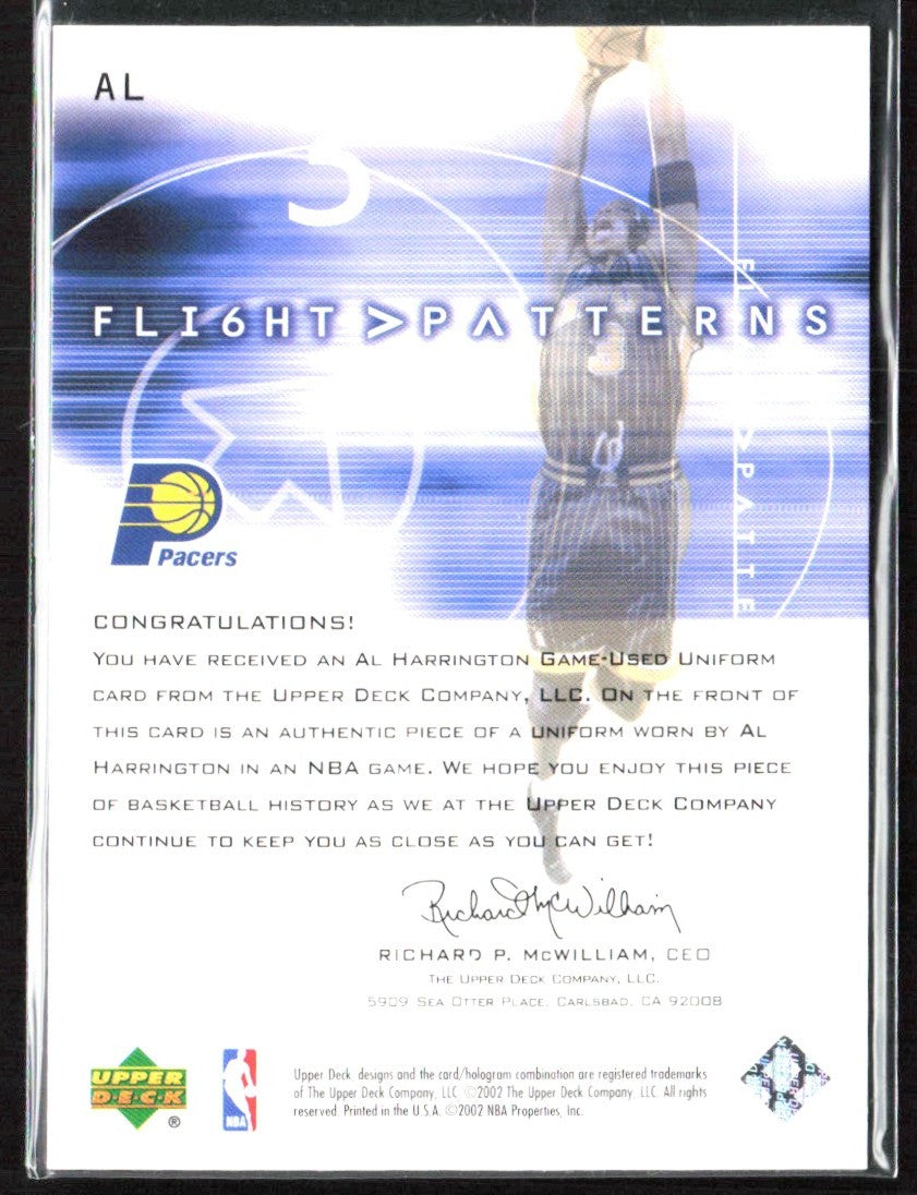 Al Harrington 2001 Upper Deck Flight Team Patterns Jersey #AL Indiana Pacers