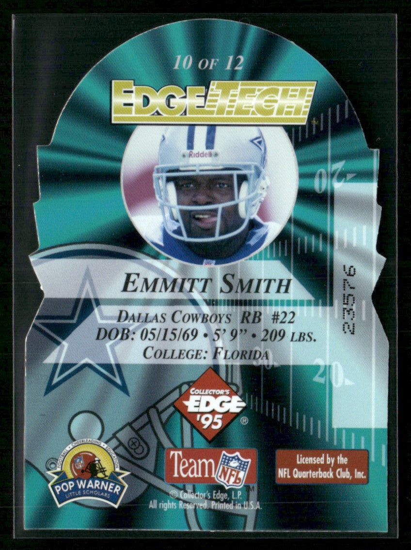 Emmitt Smith 1995 Collector's Edge Tech Die Cut #10 Dallas Cowboys