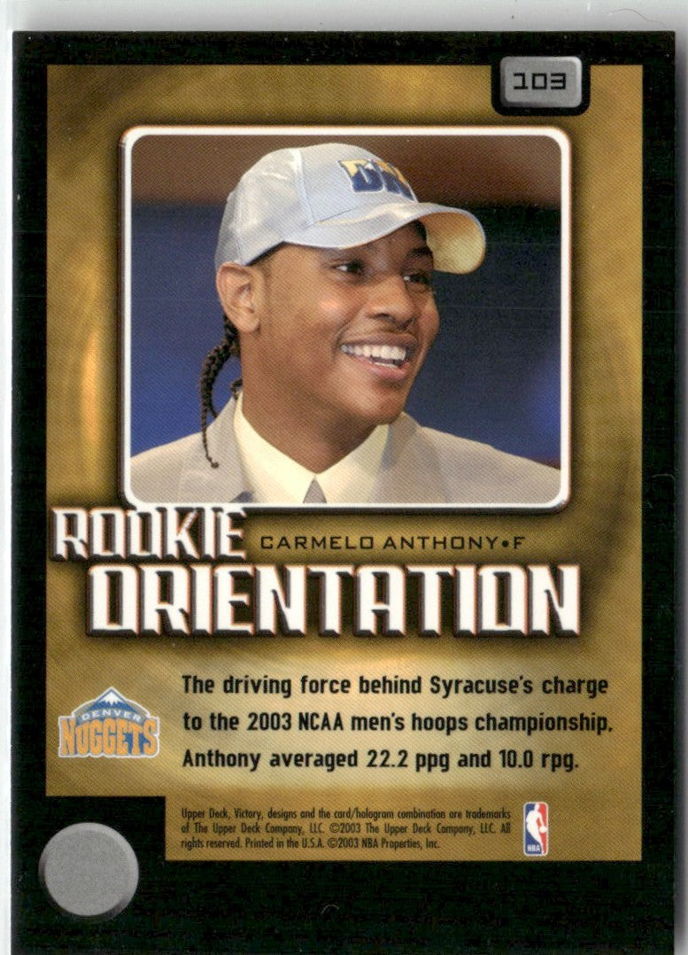 Carmelo Anthony 2003 Upper Deck Victory RC #103 Denver Nuggets