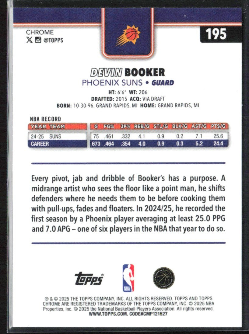 Devin Booker 2025 Topps Chrome X-Fractor #195 Phoenix Suns