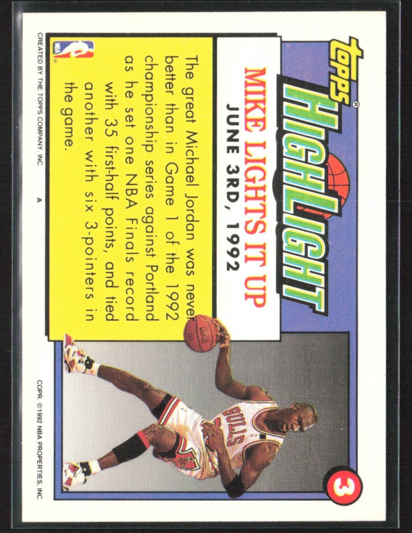 Michael Jordan 1992 Topps Highlights #3 Chicago Bulls