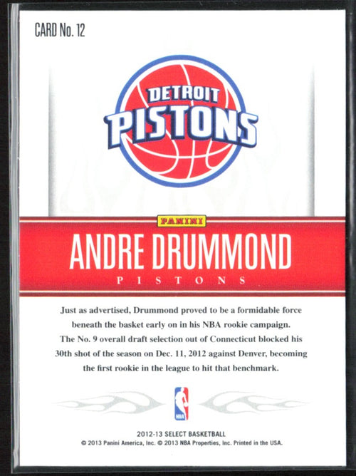 Andre Drummond 2013 Panini Select White Hot #12 Detroit Pistons